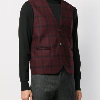 Red Tartan Knit Waistcoat
